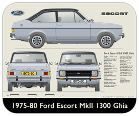 Ford Escort MkII 1300 Ghia 1975-80 Place Mat, Small
